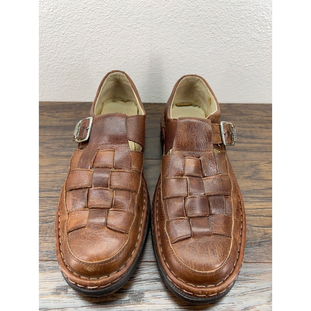 Walker Flex Comfort Men's Brown Leather Fisherman Weave Sandals EU 44 US 10